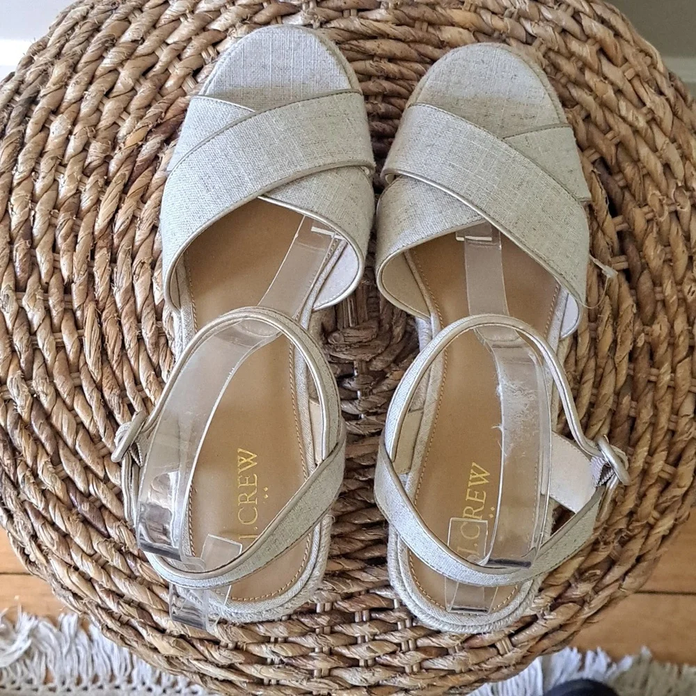 NWOT J.Crew Factory Beige Platform‎ Espadrille Block 2.5
